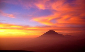 Sunset over the Misti volcano